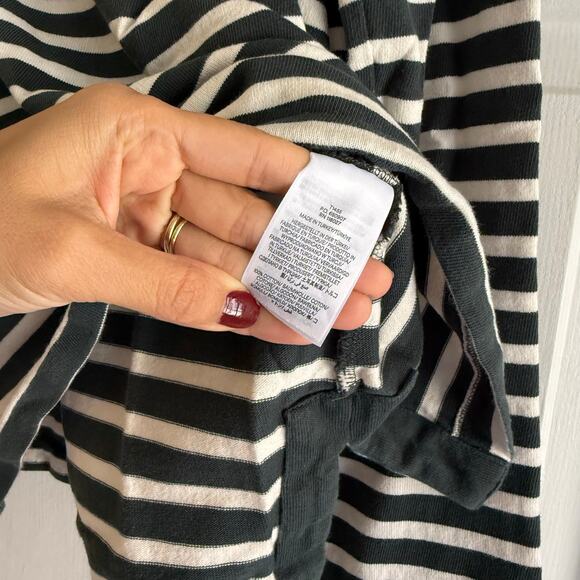 Boden Stripes Green White Button Detail Sweatshirt Size Medium Cotton Relaxed - Picture 6 of 6